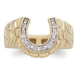  Mens Genuine Diamond Accent Horseshoe Ring, Size: 10 