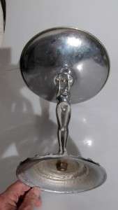 ART DECO DIANA FIGURE SUPPORTING A LARGE CHROMED METAL BOWL ON GOOD 