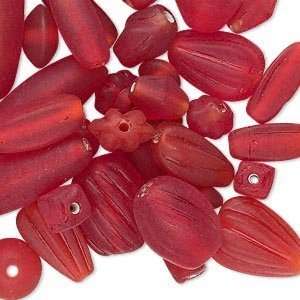  Matte red assorted shape beads   Sold per pkg of 50 grams 