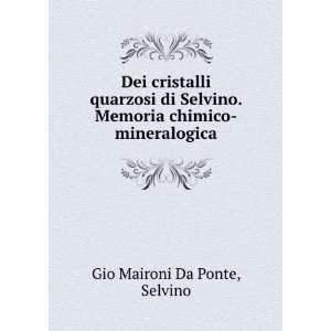   chimico mineralogica Selvino Gio Maironi Da Ponte  Books