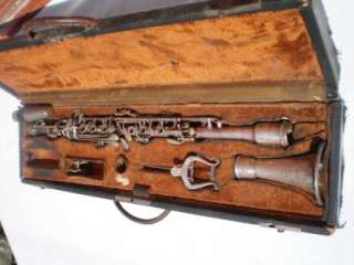 nice old antique Harry Pedler Elkhart Indiana silver metal clarinet w 
