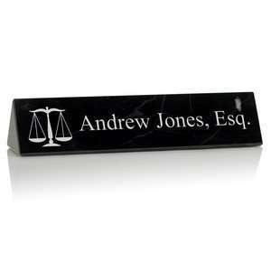   Personalized Black Marble Desk Nameplate for Lawyers: Office Products