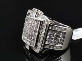 Mens New White Gold Finish Diamond Simulate Fashion Ring Size 