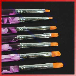 7pcs uv gel acrylic nail art builder brush pen design pictures