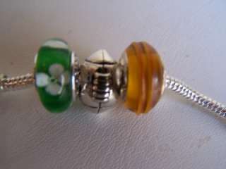 Authentic Pandora Green Bay Packers Glass Beads w/FootBall Charm/New 