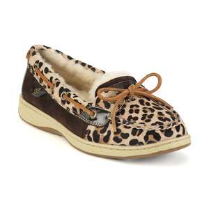 SHOE Sperry Top Sider ANGELFISH LINEN/LEOPARD PONY SHEARLING Sizes 6 