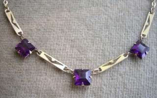 Edwardian Open Backed Amethyst Crystal & Rolled Gold Necklace  