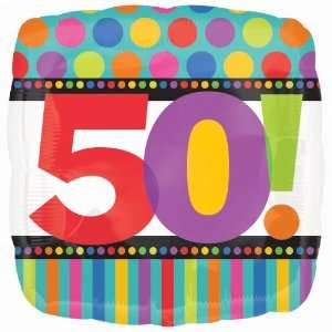  Colorful 50th Birthday Square Shaped 18 Mylar Balloon 
