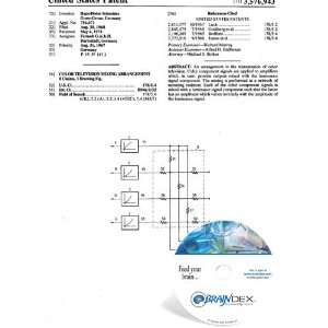   NEW Patent CD for COLOR TELEVISION MIXING ARRANGEMENT 
