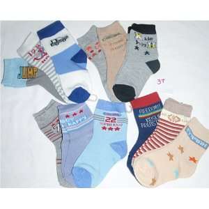  12 Pair Boys Colorful 80% Cotton Crew Socks Toddler 3T 