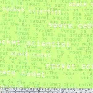  45 Wide Rocket Scientist Astronomy Text Lime Fabric By 