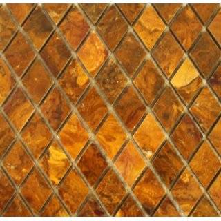 Diamond Shape Multi Brown Gold Onyx Polished Mosaics Meshed on 12 X 12 