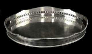 Silver Tray Sheffield England Galley Gallery Polished Handles Antique 