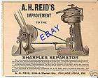 1893 REID SHARPLES CREAM SEPARATOR AD PHILADELPH​IA PA