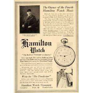   Ad Hamilton Watch Edwin F. Paul Railroad Conductor   Original Print Ad