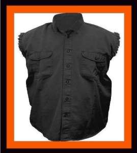 Motorcycle Mens Sleeveless Twill 100% Cotton Shirt M 4X  