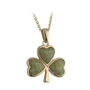 14k Gold and Connemara Marble Shamrock Pendant   Pendant ONLY   Made 