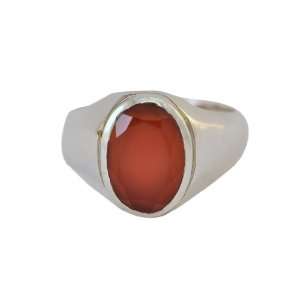  Mens Sterling Silver Carnelian Ring Size 10.5: Jewelry
