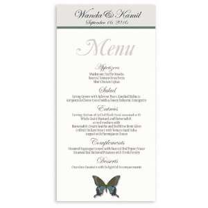    175 Wedding Menu Cards   Butterfly Taupe Aqua Sky