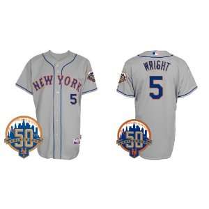 New York Mets Authentic MLB Jerseys #5 WRIGHT GREY Cool Base BASEBALL 