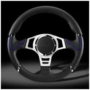  Momo Millenium Sport Black Leather & Blue Steering Wheel 