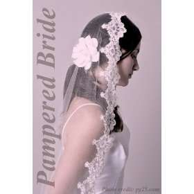  Ivory Lace Mantilla Bridal Wedding Veil Headpiece 53x73 