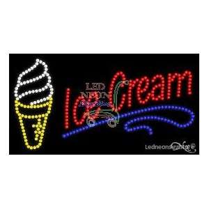 Ice Cream LED Sign 17 inch tall x 32 inch wide x 3.5 inch deep outdoor 
