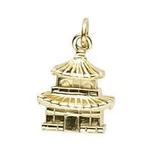  Rembrandt Charms Japanese Temple Charm, Gold Plated Silver 