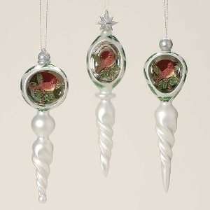  Pack of 6 Holiday Cheer Glass Finial with Cardinal Bird 