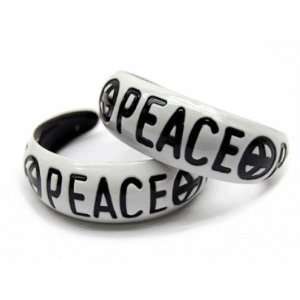  Woman Fashion Lucite Hoop Earrings Peace Sign White 