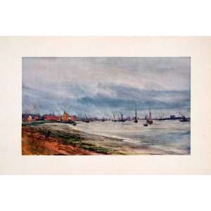  1905 Print Gravesend Thames Shore William Wyllie Kent Bank 