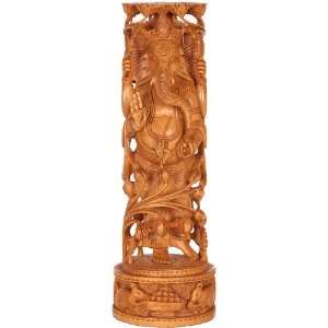  Ganesha Framed in Creepers   Kadamba Wood Sculpture from 