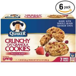 Quaker Crunchy Oat Granola Cookies, Mixed Berry, 9.3 Ounce Boxes (Pack 