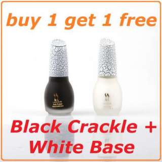 Black Crackle Cracking Nail Polish +15ml WHITE BASE Strengthener 
