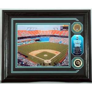 Dolphin Stadium Authenticated Infield Dirt Photomint with Gold Coin