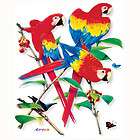 208a Scarlet Macaw Parrot Trio Heat Transfer Iron On