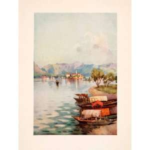 1908 Print Italy Landscape Waterfront Architecture Venetian Boat E. Du 