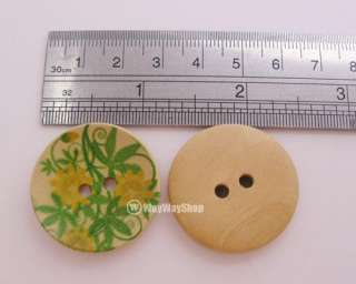30 pcs sunflower 2 Hole 30mm Wood Buttons Sewing F018  