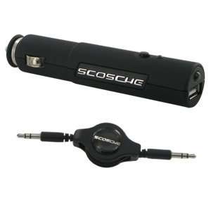 com Scosche USB 12V Car Charger with Flashlight and Retractable Audio 