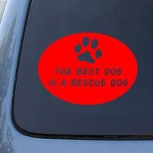 BEST DOG RESCUE DOG   Vinyl Car Decal Sticker #1659  Vinyl Color: Red