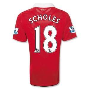  Manchester United 10/11 SCHOLES Home Soccer Jersey Sports 