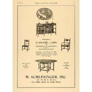 1920 Ad M Schlesinger Furniture Lamp Console Tables   Original Print 