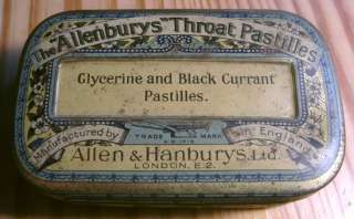   Allenburys Throat Glycerine & Black Currant Pastilles Tin w/Hinged Lid