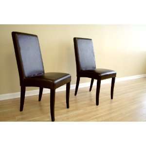   Studio Dark Brown Leather Parson Dining Chair 005 J001 dark brown
