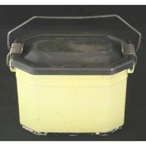   Vintage French Yellow Black Enamel Lunchbox Lunch Box 