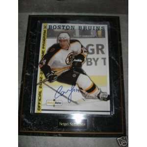  Sergei Samsonov Autographed Boston Bruins Program Plaque w 