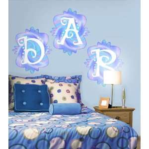   Monogram Pre Pasted Wall Mural in Summertime Blue