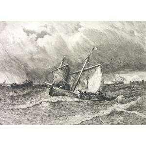   Thomas   Dutch Fishing Sail Boats Stormy Sea Caost 