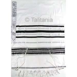  Acrylic Tallit Prayer Shawl w/ Wool Fringes 47x67 (Black 