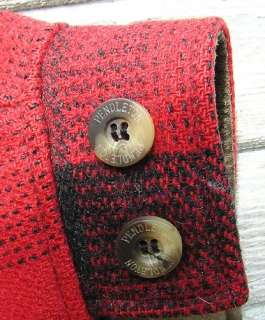 Vintage PENDLETON Red/Black Plaid WOOL COAT Jacket size Large L  